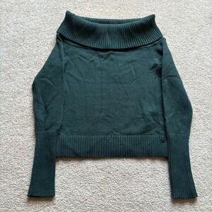Aritzia Dark Green Off-the-Shoulder Sweater